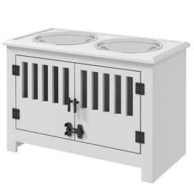 Dog Food Storage Cabinet with Bowls & Dog Feeding Station, White (Option: White-680x460x160 mm) Dog Food Storage Cabinet with Bowls & Dog Feeding Station, White (Option: White-680x460x160 mm)